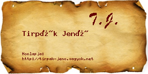 Tirpák Jenő névjegykártya